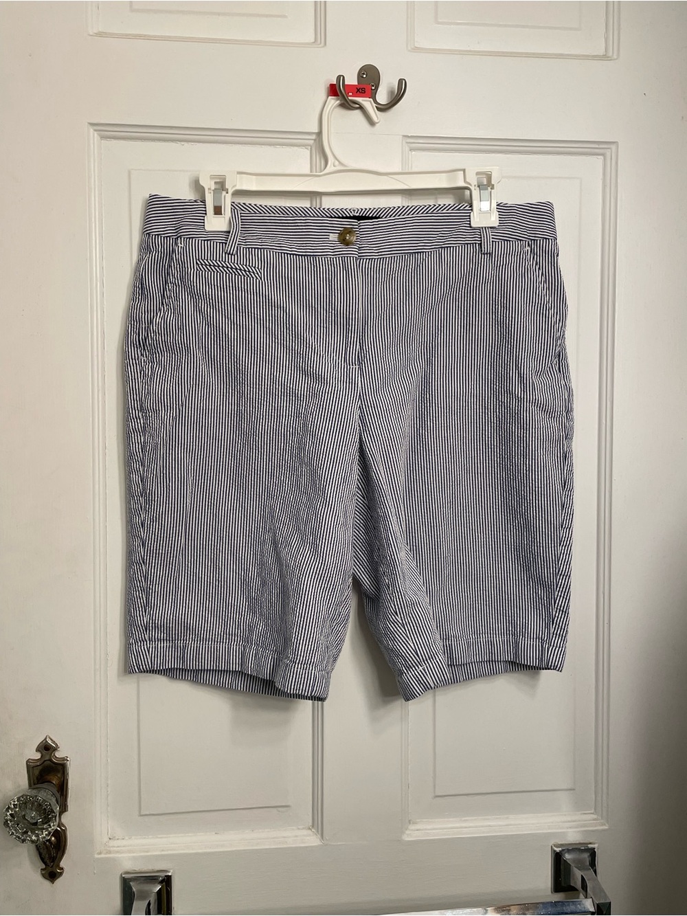 Talbots Navy and White Pinstripe Bermuda Shorts